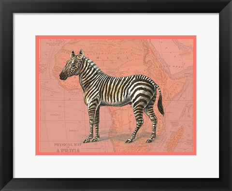 Framed African Animals on Coral IV Print