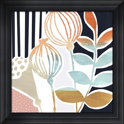 Framed Patterned Flora II Print
