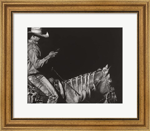 Framed Cowboy Scratchboard II Print