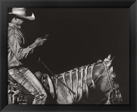 Framed Cowboy Scratchboard II Print