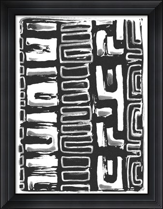 Framed African Textile Woodcut I Print