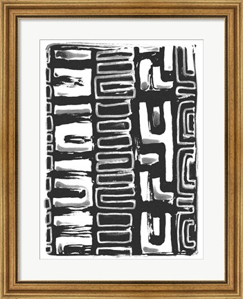 Framed African Textile Woodcut I Print
