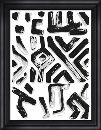 Framed African Textile Woodcut II Print
