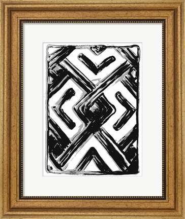 Framed African Textile Woodcut IV Print