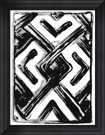 Framed African Textile Woodcut IV Print