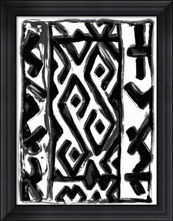 Framed African Textile Woodcut V Print