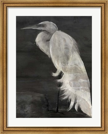 Framed Textured Egret I Print