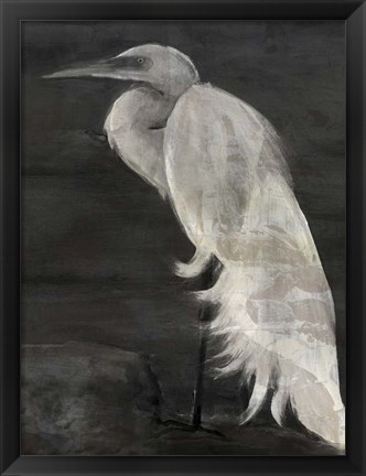 Framed Textured Egret I Print