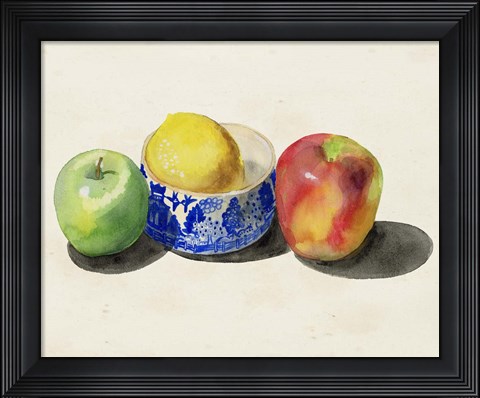Framed Still Life with Apples &amp; Lemon I Print