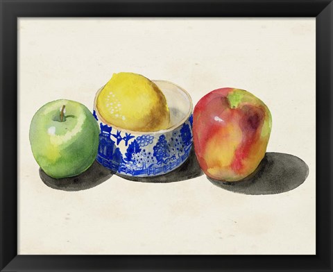 Framed Still Life with Apples &amp; Lemon I Print