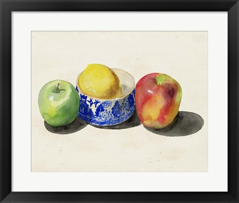 Framed Still Life with Apples &amp; Lemon I Print