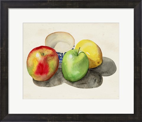 Framed Still Life with Apples &amp; Lemon II Print