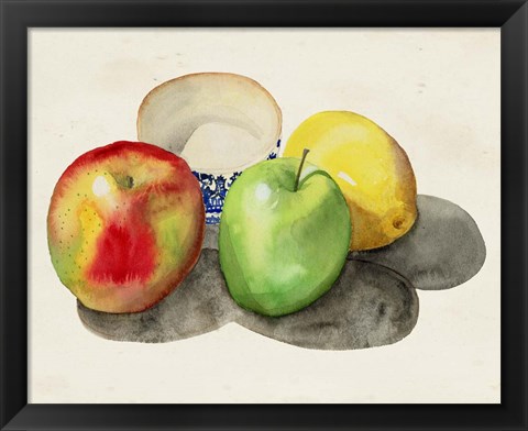 Framed Still Life with Apples &amp; Lemon II Print