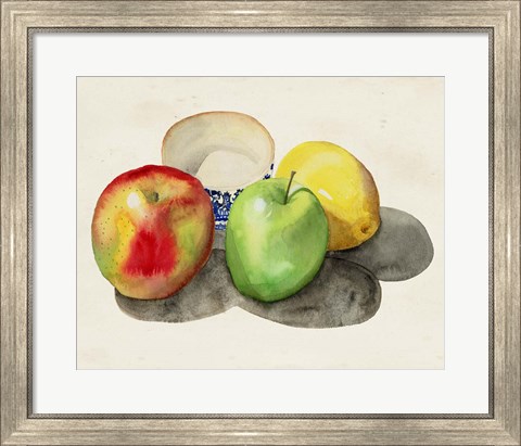 Framed Still Life with Apples &amp; Lemon II Print