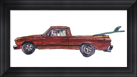 Framed Surf Car X Print