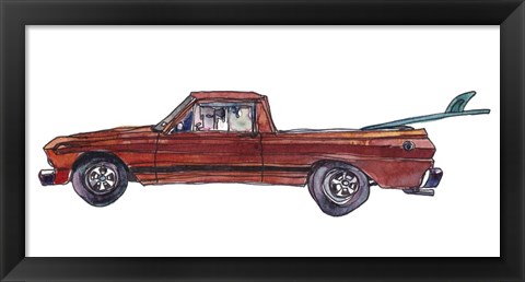 Framed Surf Car X Print