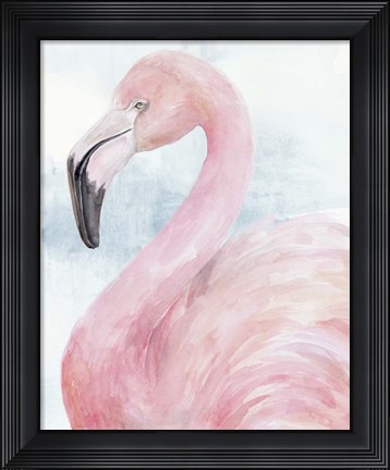 Framed Pink Flamingo Portrait II Print