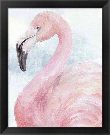 Framed Pink Flamingo Portrait II Print