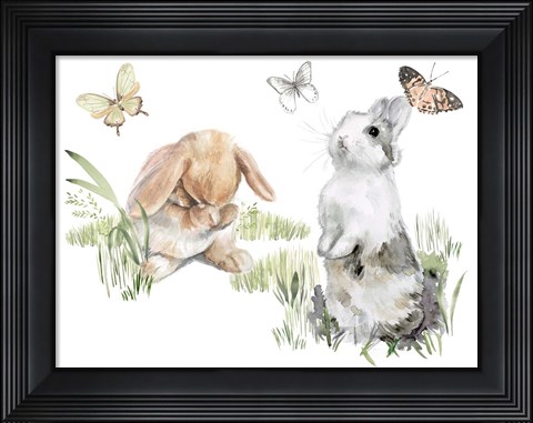 Framed English Bunnies I Print