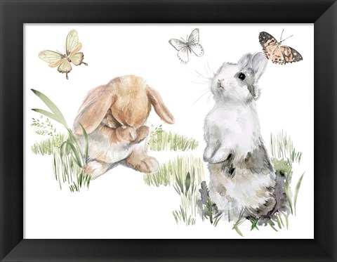 Framed English Bunnies I Print