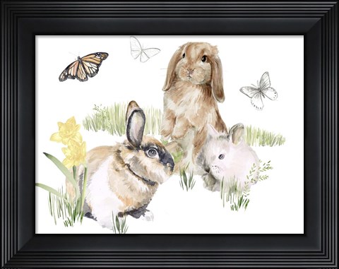 Framed English Bunnies II Print
