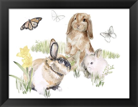 Framed English Bunnies II Print