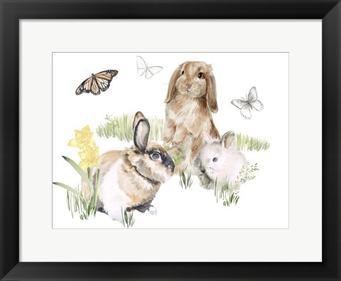 Framed English Bunnies II Print