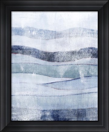 Framed White Out in Blue I Print