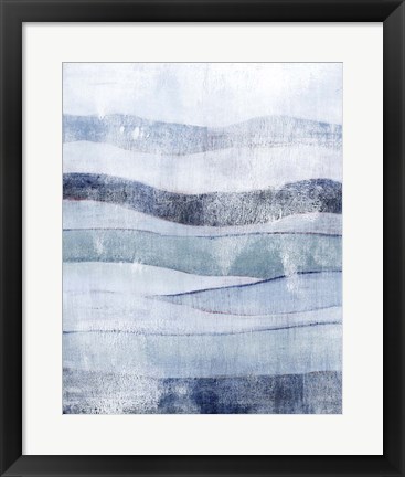Framed White Out in Blue I Print