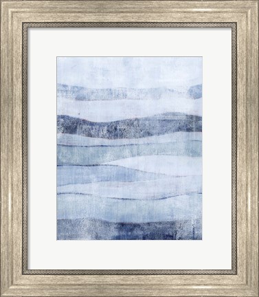 Framed White Out in Blue II Print