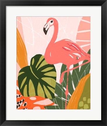 Framed Jungle Flamingo I Print