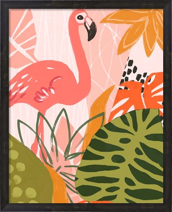 Framed Jungle Flamingo II Print