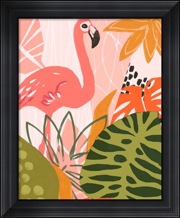 Framed Jungle Flamingo II Print