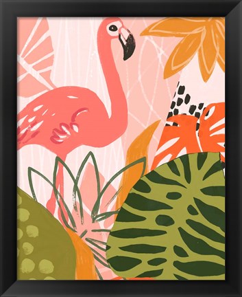 Framed Jungle Flamingo II Print