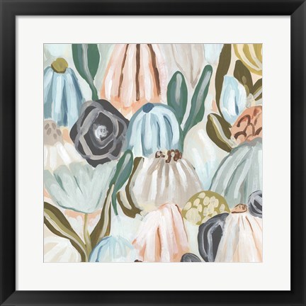 Framed Parasol Garden I Print