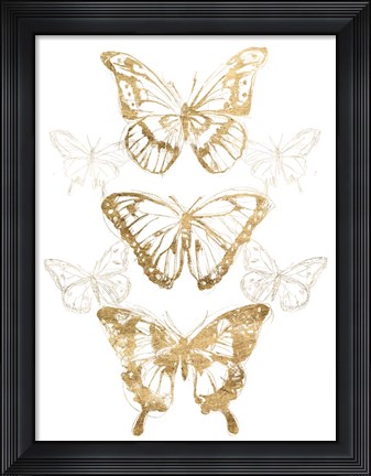 Framed Gold Butterfly Contours II Print
