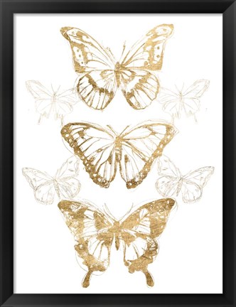 Framed Gold Butterfly Contours II Print