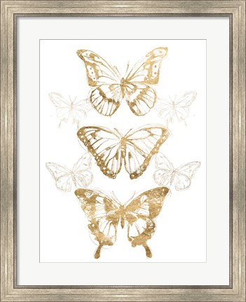 Framed Gold Butterfly Contours II Print