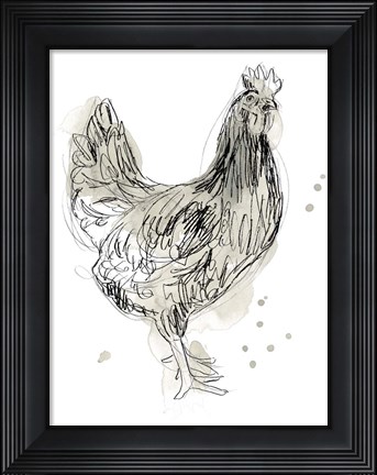 Framed Feathered Fowl I Print
