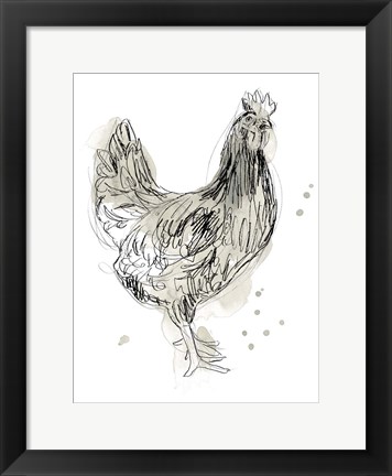 Framed Feathered Fowl I Print