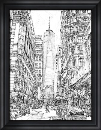 Framed City in Black &amp; White I Print