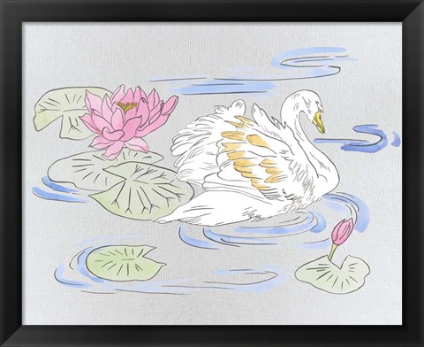 Framed Swan Lake Song II Print