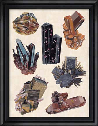 Framed Vintage Minerals I Print