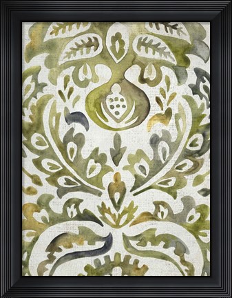 Framed Verdant Damask I Print