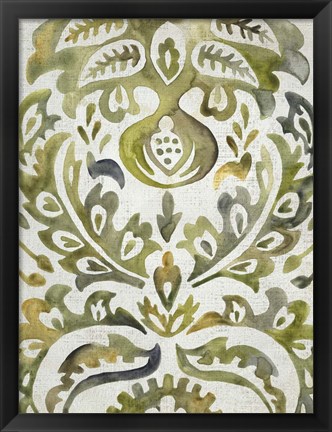 Framed Verdant Damask I Print