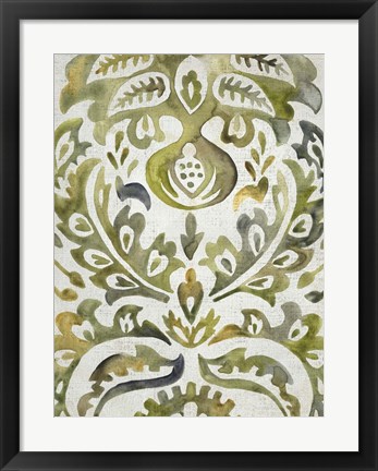 Framed Verdant Damask I Print