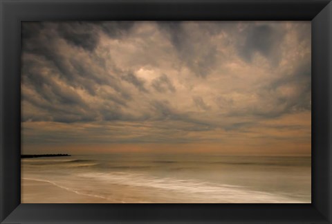 Framed Stormy Seascape at Sunrise, Cape May National Seashore, NJ Print