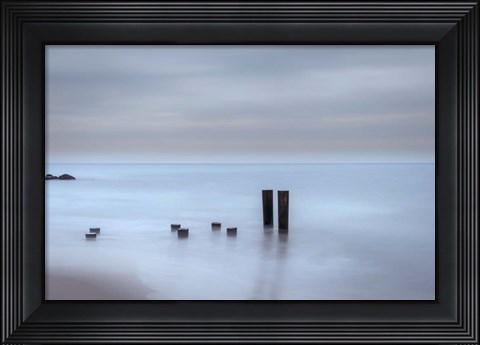 Framed Beach Pilings on Stormy Sunrise, Cape May National Seashore, NJ Print