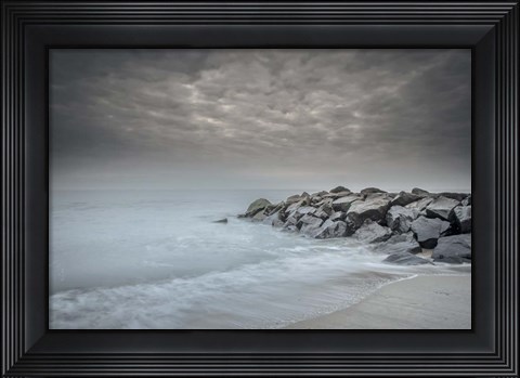 Framed Stormy Beach in Cape May National Seashore, NJ Print
