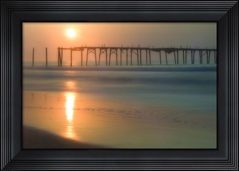 Framed Morning Pier Sunrise, Cape May New Jersey Print